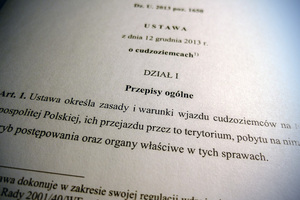 Strona tytułowa Ustawy o cudzoziemcach. Strona tytułowa Ustawy o Cudzoziemcach.