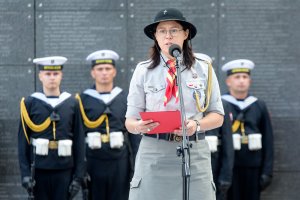 Przemawia Komendantka Chorągwi Stołecznej Związku Harcerstwa Polskiego, Paulina Gajownik. Przemawia Komendantka Chorągwi Stołecznej Związku Harcerstwa Polskiego, Paulina Gajownik.